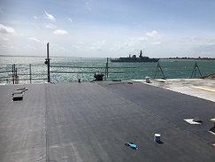 Slatework stripped out above layboards and layed with RubberBond Fleeceback EPDM