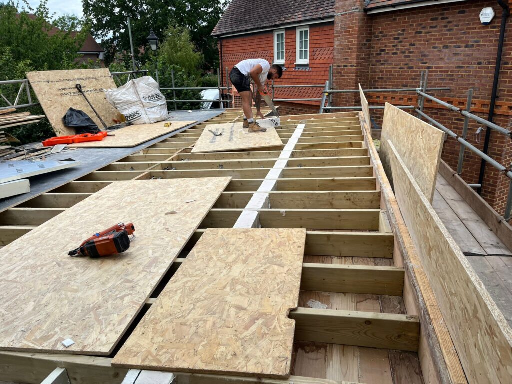 OSB Board fitted to single ply flat roof